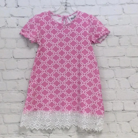 Like New Rare Editions Pink Lace Trim Dress size 5 - Picture 1 of 7